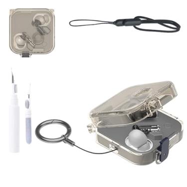 Imagem de Capa protetora para fone de ouvido NOUKAJU (com mosquetão + cordão + caneta de limpeza) à prova de quedas, arranhões, capa para fone de ouvido Nothing Ear 3 (cinza claro)