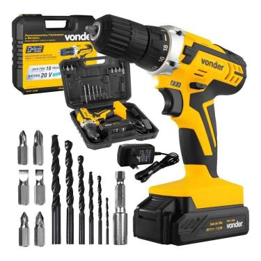 Imagem de Parafusadeira Vonder 20V + Maleta C - Amarelo/Preto 127/220V