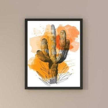 Imagem de Quadro Moderno Abstrato Cacto 33X24Cm - Com Vidro