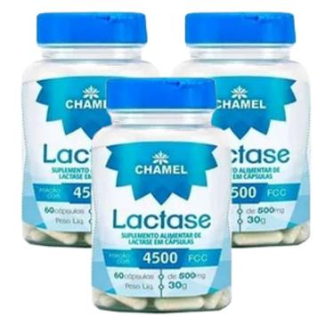 Imagem de Lactase em Cápsulas - 60 cápsulas de 500mg - CHAMEL - 3 frascos