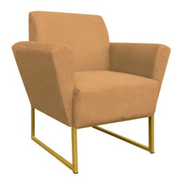 Imagem de Poltrona Dora Suede Base Metálica Dourado D'Rossi - DRossi, Caramelo S