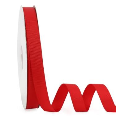 Imagem de Fita de gorgorão, fita vermelha de 1,5 cm x 1,5 m, fitas de tecido de rolo de cor sólida para embrulho de presente para artesanato, laços de costura, acessórios de cabelo, buquês florais, decoração de