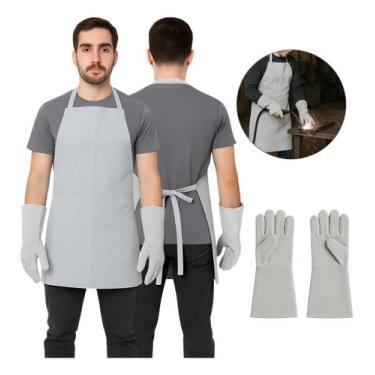Imagem de Avental De Raspa Serralheiro Luva De Raspa Soldador Com Brinde - Plast