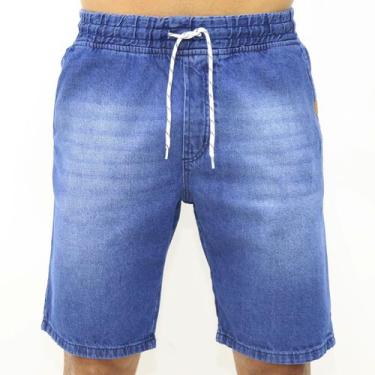 Imagem de Bermuda Masculina Cargo Jeans Com Elástico - Ekcess Jeans, Azul, P