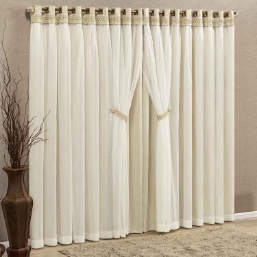 Imagem de Cortina Grécia 2 Mts Sala Quarto Blackout Para Varão - Palha