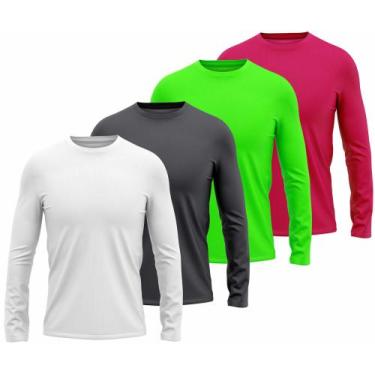 Imagem de Camisa Manga Longa Masc Proteção Uv 50 Térmica Dry Fit 4pçs - Everest 