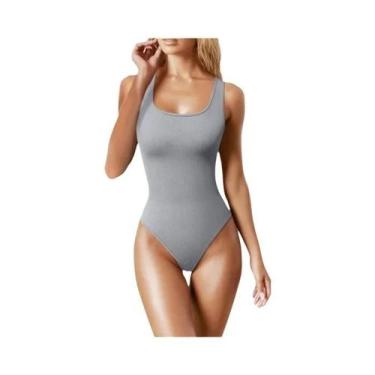 Imagem de Macacão Feminino Slim Fit De Verão Em Malha Sólida Casual Chic - NONE,