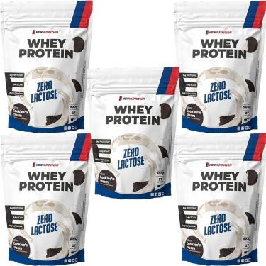 Imagem de Kit 5X Whey Protein Zero Lactose - 900g Refil Cookies and Cream - NewNutrition-Masculino