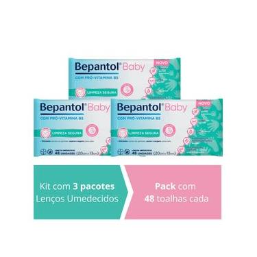 Imagem de Kit 3 Lenços Umedecidos Proteção Antibac 48un cada Bepantol