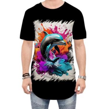 Imagem de Camiseta Longline Golfinho Inteligência Arte Pintura 2 - Kasubeck Stor