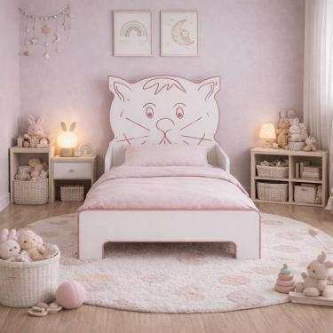 Imagem de Cama Kids Gatinho Mdf Resistente e Segura Juvenil Quarto Infantil Menino Menina