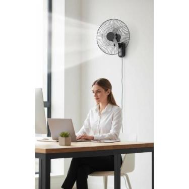 Imagem de Ventilador Parede 60cm 3 Pás Oscilante Bivolt Preto Potente - Congratu