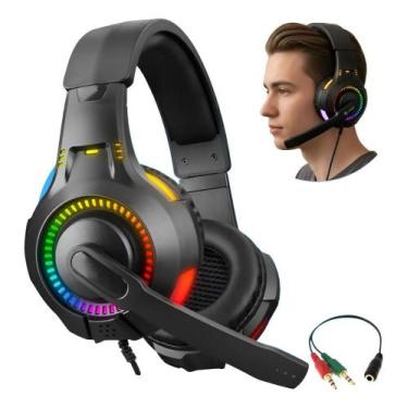 Imagem de Headset Gamer Fone De Ouvido Microfone Rgb Led Pc Videogame - Congratu