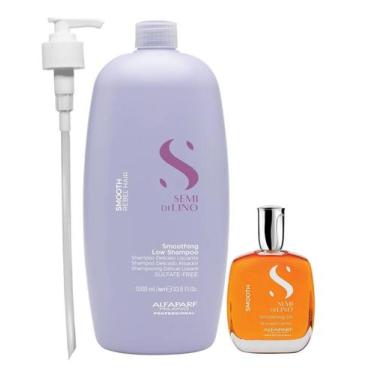 Imagem de Kit Alfaparf Professional Semi Di Lino Smooth Smoothing - Shampoo 1L e