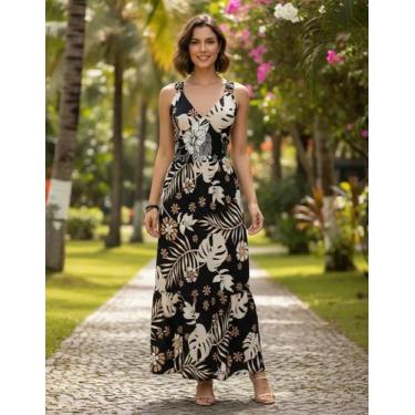 Imagem de Vestido Feminino Midi Estampado - FIA MODAS, Preto, Estampado, ÚNICO V