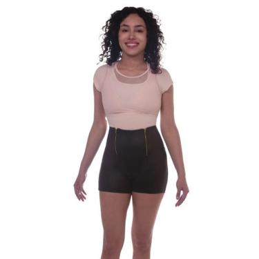 Imagem de Shorts Curto Feminina Suplex Cirre Preto Cintura Alta M - Generico