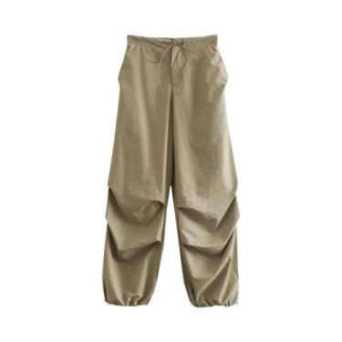 Imagem de Calça de Corrida Vintage Plissada - Com Bolsos e Cordão para Mulheres,