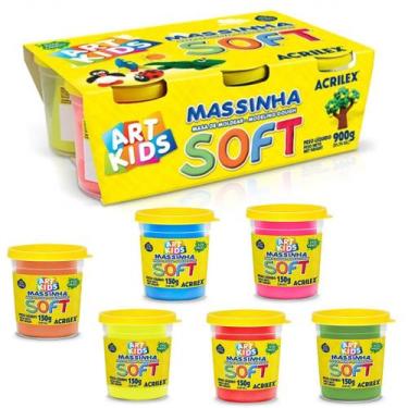 Imagem de Kit Massinha de Modelar Acrilex 6un 150g Modelar Infantil
