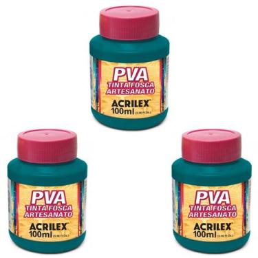 Imagem de Kit Tinta Fosca Artesanato PVA Verde Bande. 3x 100ml Acrilex