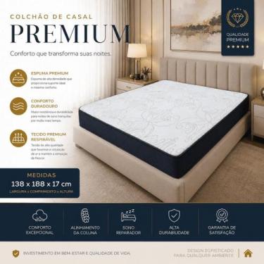 Imagem de Colchão Casal Espuma D28 17cm Alta Resistência 138x188 Conforto Firme 