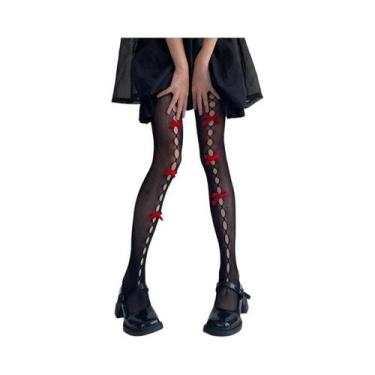 Imagem de Meia-calça Feminina Sensual Com Renda, Laço, Patchwork, Transparente, 