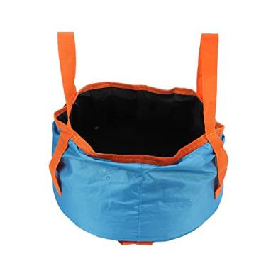 Imagem de recipiente de armazenamento de ¨¢gua de acampamento,Balde dobr¨¢vel com al?a, bacia dobr¨¢vel port¨¢til para acampamento viagens caminhadas pesca passeios de barco jardinagem(Blue), Balde dobr¡§¡ével