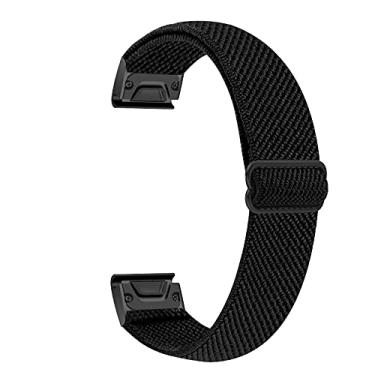 Imagem de Pulseiras elásticas de nylon ajustáveis compatíveis com Garmin Fenix 5/Fenix 5plus/Fenix 6/Fenix 6pro/Forerunner 935, 22 mm de largura respirável pulseira de substituição para Forerunner 945/Approach s60 (preto)