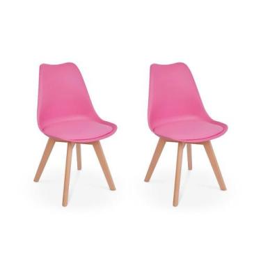 Imagem de Conjunto 02 Cadeiras Eames Wood Leda Design - Rosa - Império Brazil Bu