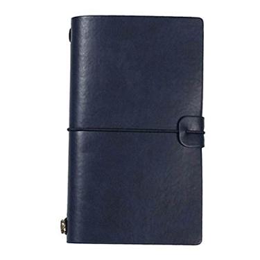 Imagem de Capa de Couro Falso Diário de Viajante Diário de Folhas Soltas Suporte para Caneta Livro de Registro Papelaria Estudantes Cadernos Agenda, S Azul Escuro, 4 pçs
