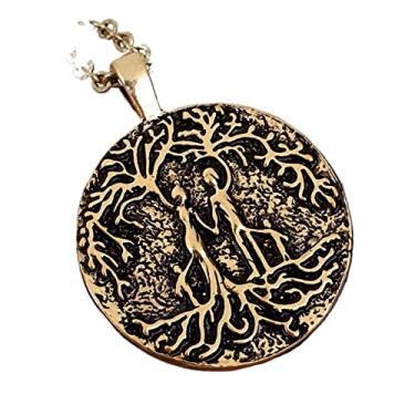 Imagem de XWSCOTT Dupla face esculpida pais várias crianças árvore genealógica família da vida colar disco pingente moeda pingente mãe pai crianças dia das mães (cor do metal: bronze-2 crianças)