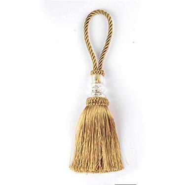 Imagem de 1 peça borlas franjas de seda borla guarnição de vestuário decoração corda pendurada borla chave para acessórios de cortina faça você mesmo, ouro, 2 peças