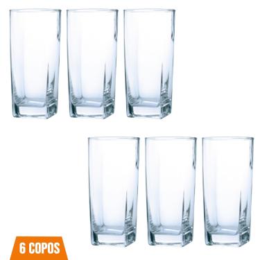 Imagem de Conjunto Com 6 Copos Vidro Bali Quadrado 320ml Transparente