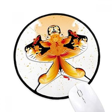Imagem de DIYthinker Tapete de mouse com padrão de pipa de cultura tradicional chinesa desktop escritório tapete redondo para computador