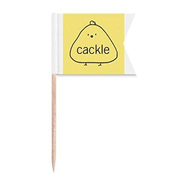 Imagem de Bandeiras de palito de dente de pintinho de animação com marcação de rotulagem para bolo de festa, comida e prato de queijo