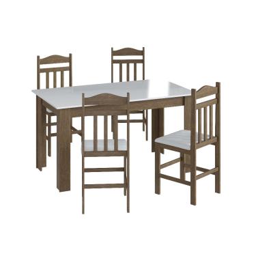 Imagem de Conjunto Mesa de Jantar Elegante 4 Cadeiras Assento Estofado Móveis Canção - Ameixa Negra/ Branco