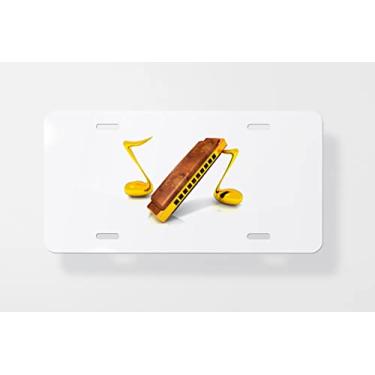 Imagem de Capa para placa de licença de gaita e notas musicais – Capa para placa de carro – Capa para moldura de placa de carro 15 x 30 cm