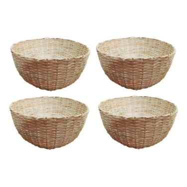 Imagem de Kit 4 Balaio Bambu 30cm Cesto Palha Artesanal Decoração