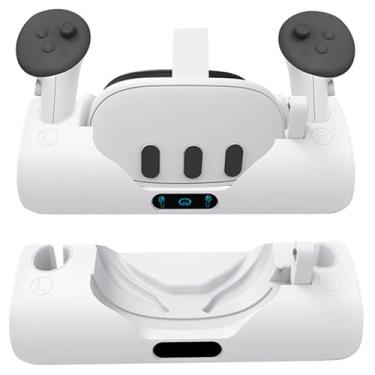 Imagem de Estação de carregamento compatível com fone de ouvido Oculus/Meta Quest 3 VR e controlador base de carregador rápido com luz indicadora suporte de carregamento para acessórios Quest3