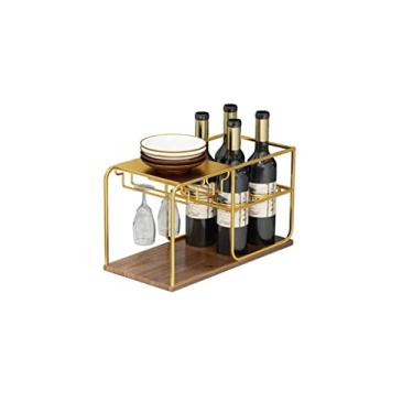 Imagem de Rack de vinho independente de mesa Rack de vinho multifuncional Rack de exibição de vidro de vinho tinto Armazenamento vertical Rack de vinho perfeito Armários e aparadores de adega 0JJ01 hopeful