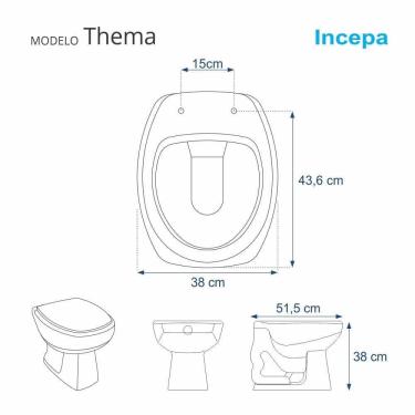 Imagem de Assento Sanitario Fechamento Lento Thema Branco Para Louça Incepa