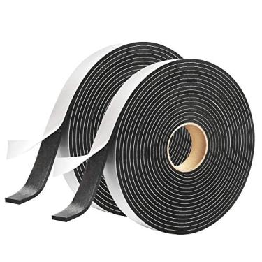 Imagem de 2 rolos de fita de vedação de espuma para isolamento de vedação de janela de porta, 0,6 cm x 0,3 cm T, à prova de som e à prova de choque, vedação de porta de um lado, tira de vedação de célula fechada de ar frio e rascunho, individual de 4,6 m
