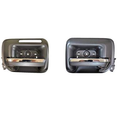 Imagem de PT Auto Warehouse GM-2549MA-FP2 - Maçaneta interna interna interna, caixa preta, preta com alavanca de inserção cromada - com orifício de assento de memória (lado do motorista dianteiro), par