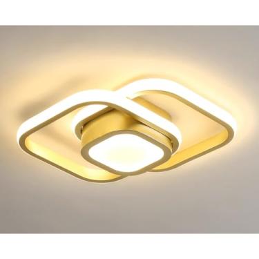 Imagem de Home-Neat Lustre Moderno, Lâmpada de Teto LED Acrílico Tricolor 110-220V Para Sala De Estar/Varanda/Corredor (Ouro, 27CM)