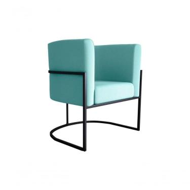 Imagem de Poltrona Decorativa Cadeira Veludo Preto Matrix Cairo Sala Recepção Base