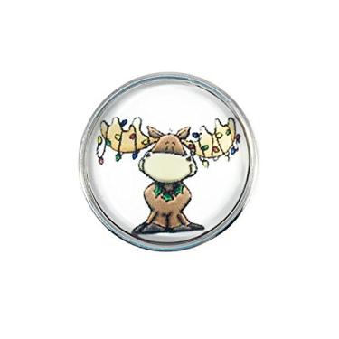 Imagem de Dragonfly Spirit Designs Luzes de árvore de chifres de alce de Natal com pingente de pressão 20 mm de diâmetro, Metal, Sem Pedra Preciosa