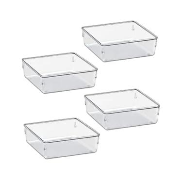 Imagem de Kit 4 Organizadores Multiuso para Gavetas, Armários, Geladeiras - Pote Acrílico Cristal Acrimet 973