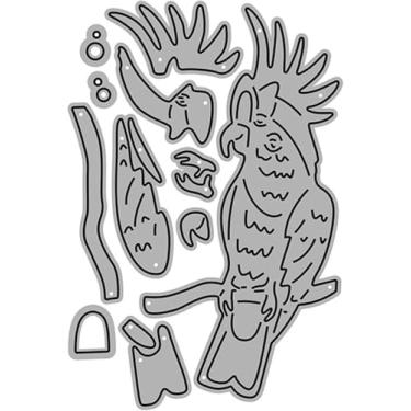 Imagem de Papagaio animal cortado para fazer cartões, moldes de corte de metal de papagaio parabéns, molde de estênceis de gravação de aniversário para decoração DIY scrap-booking, cartão de bênção de
