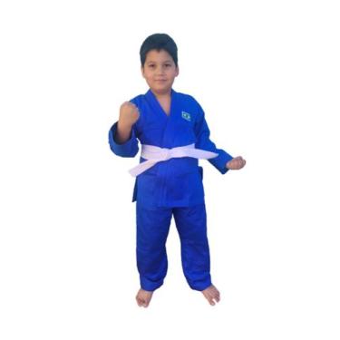 Imagem de kimono Infantil Judô reforçado em Brim + Faixa - Glulan Kimonos , Azul