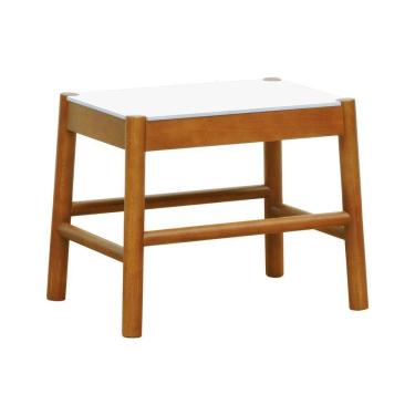 Imagem de Puff Baixo Amber Madeira Maciça - Amêndoa Assento Mdf Bp Na Cor Branca