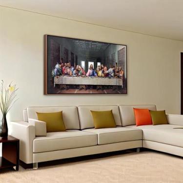 Imagem de Quadro Grande Santa Ceia Moldura e Canvas 63x93cm ref02 - RR Decor, Ta